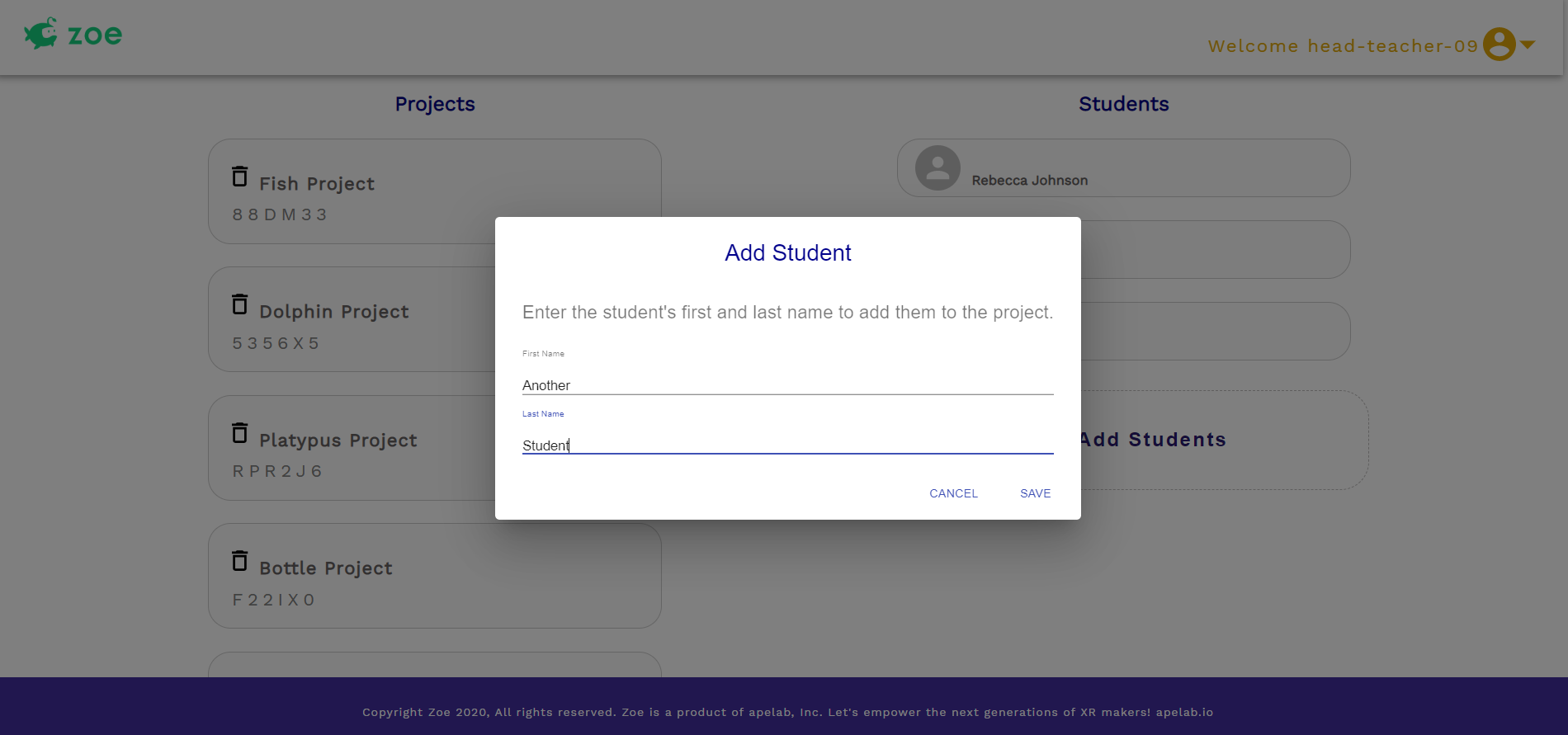 Dashboard Student