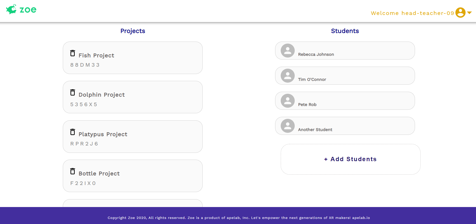 Dashboard Student