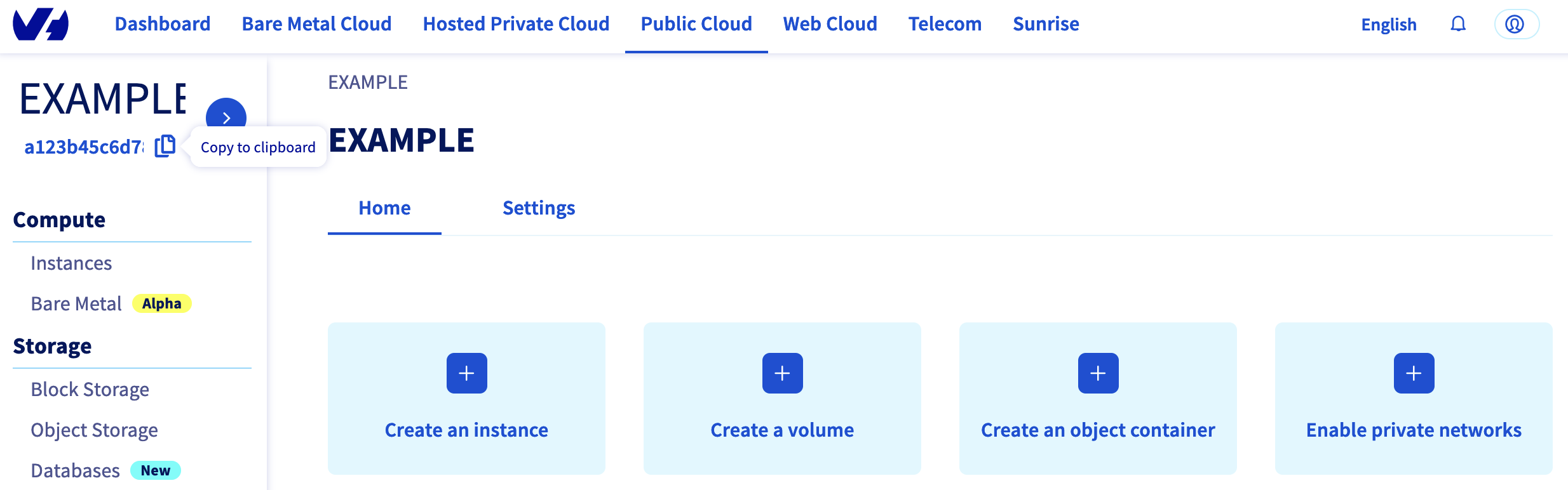 Get OVHcloud service name