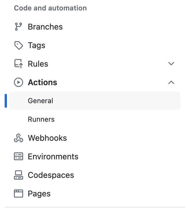A screenshot of Github action setting to allow Github Actions to create PR's