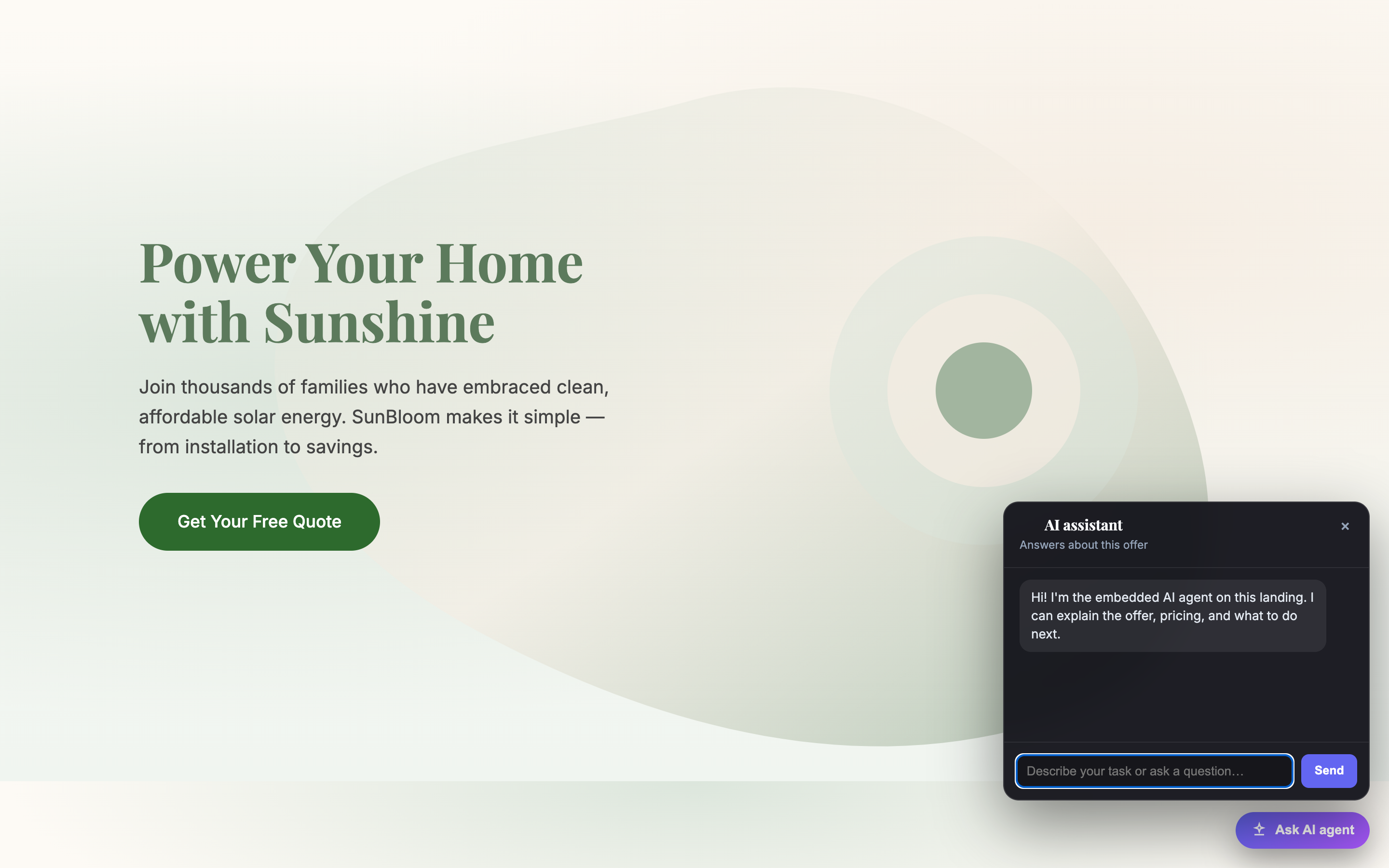 Home solar landing