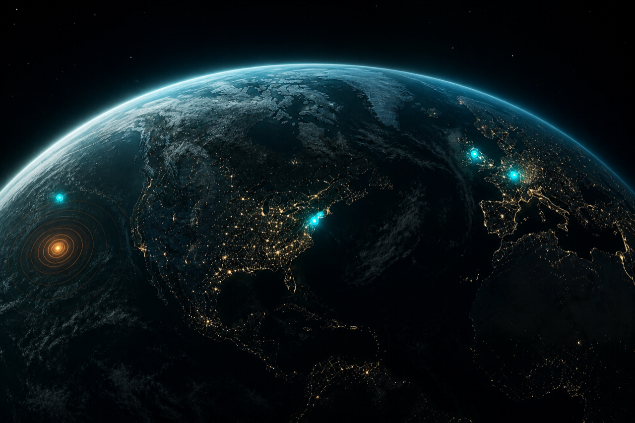 ATLAS — Earth from orbit with live sensor constellation