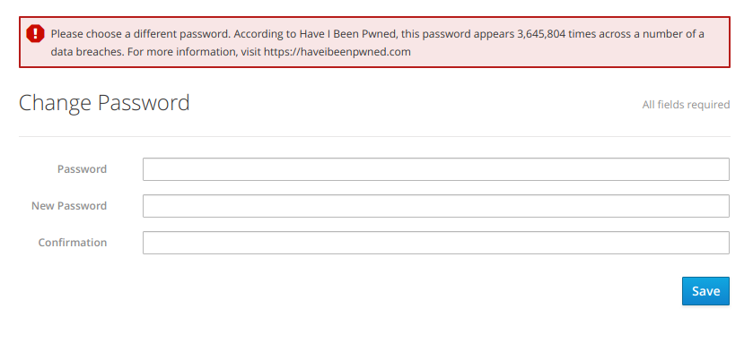account password reset page