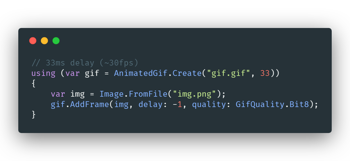 Creating the GIF sample code