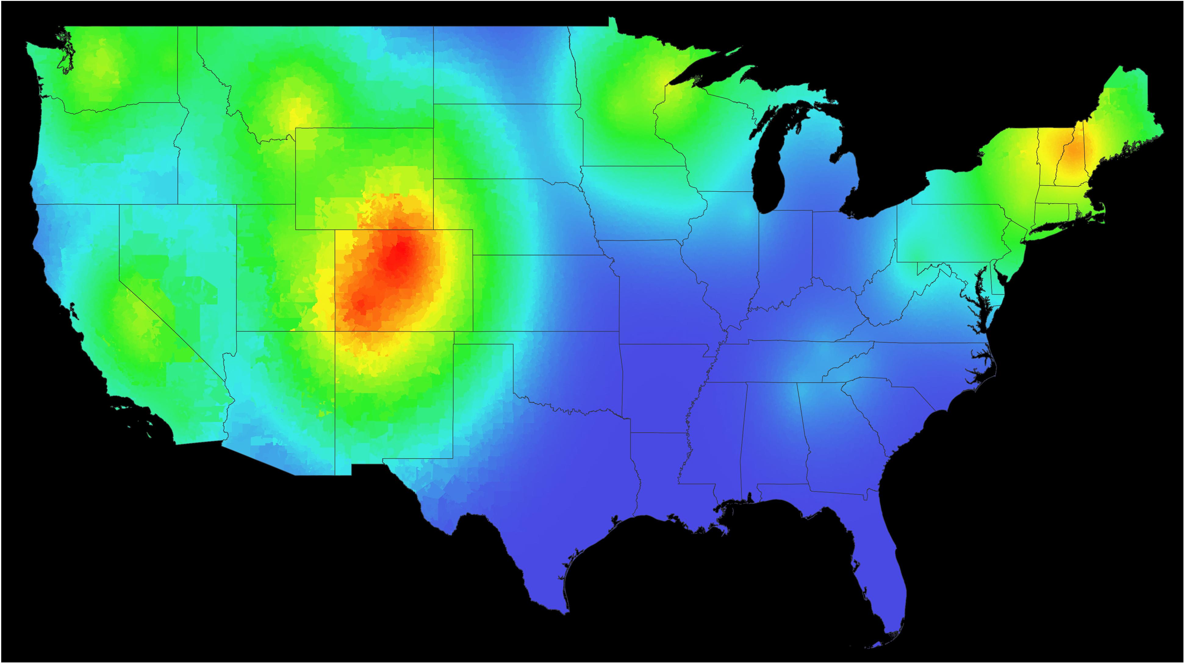 Map of the best places to live in the US for rock climbing (details in