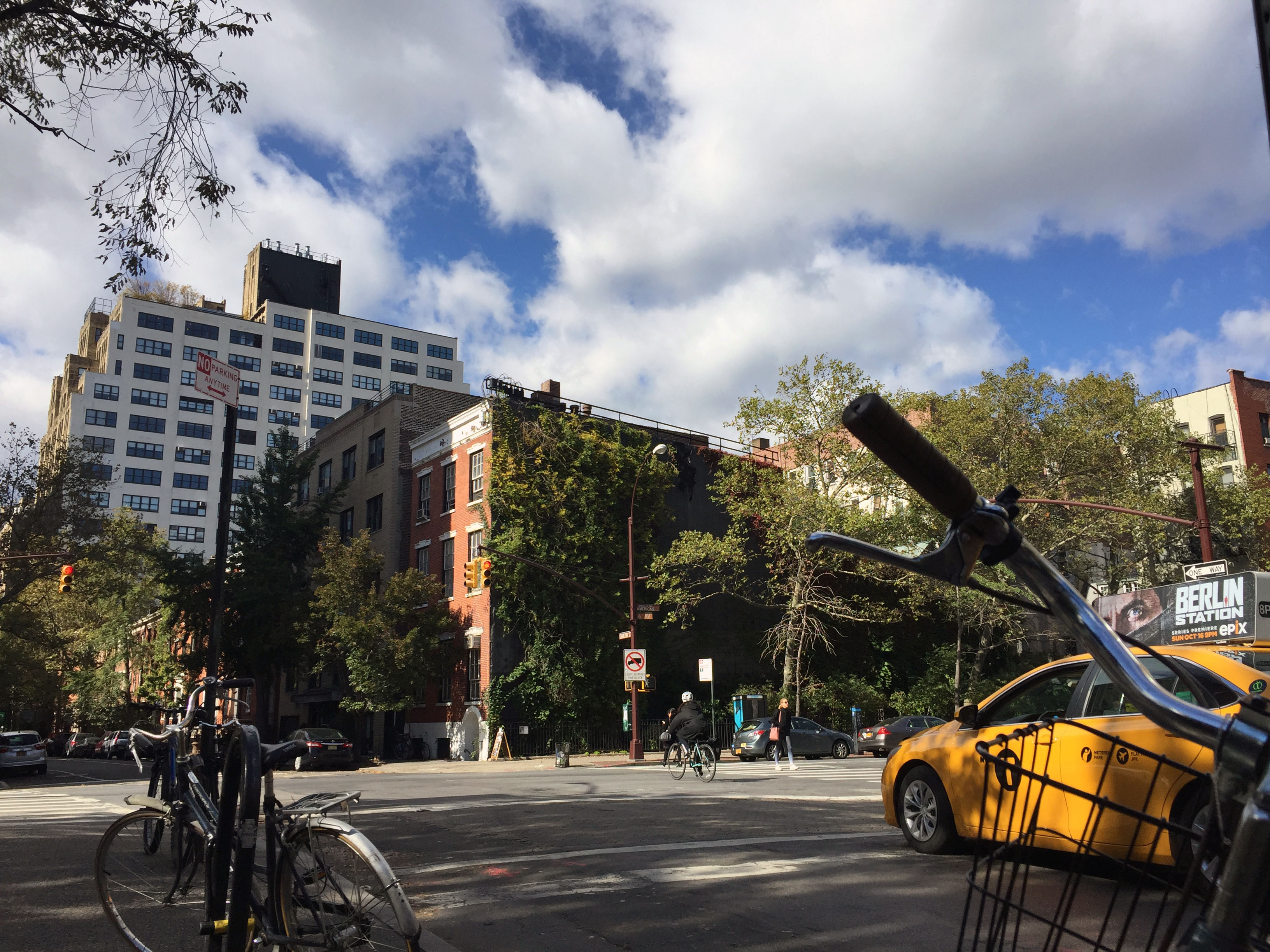 Sixth Ave., walking back.