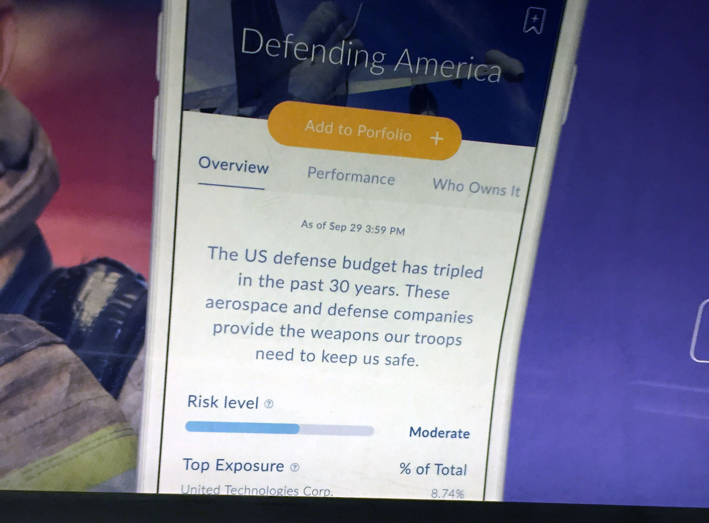 Investing app ad