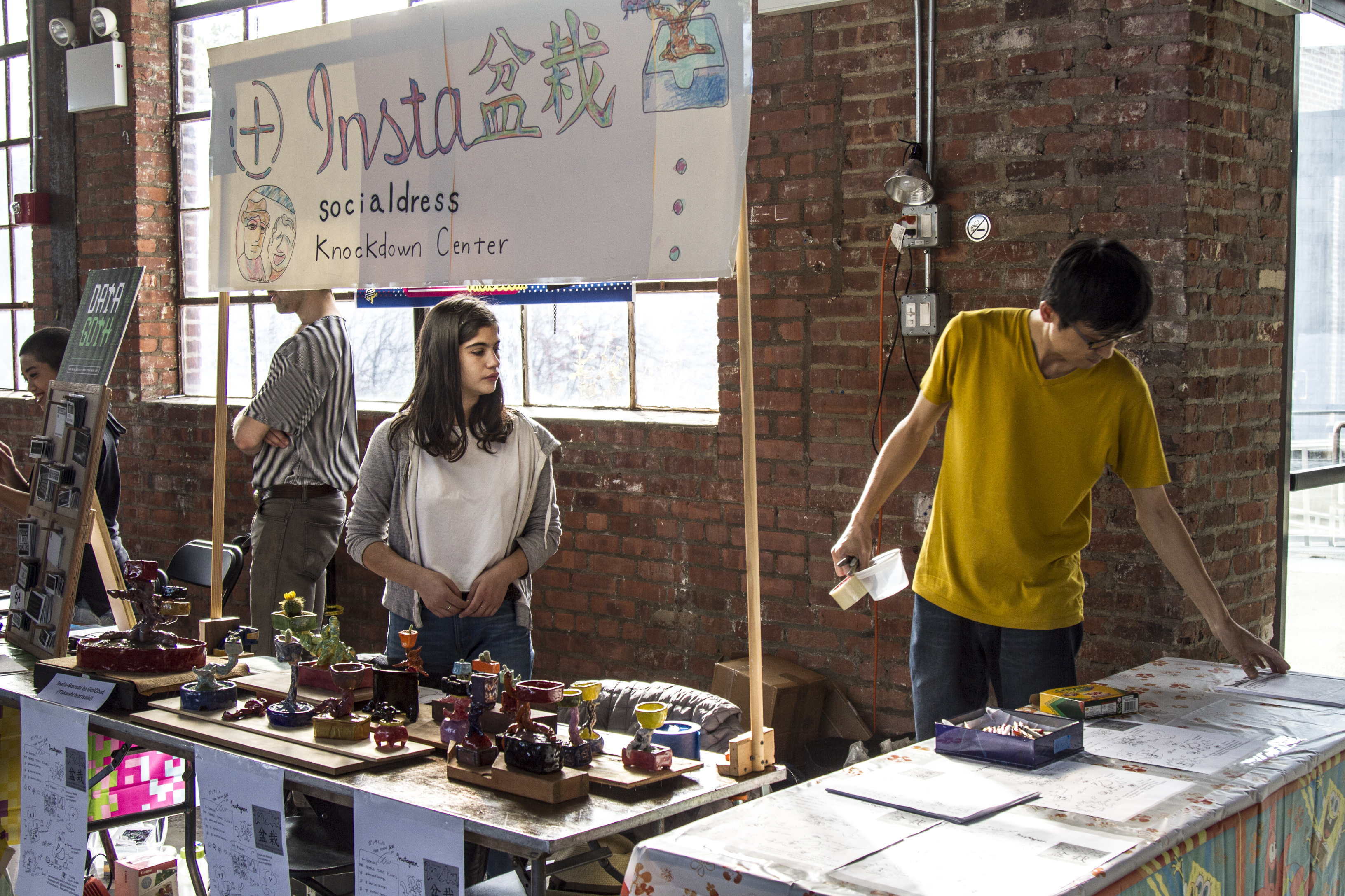 setting up a booth
