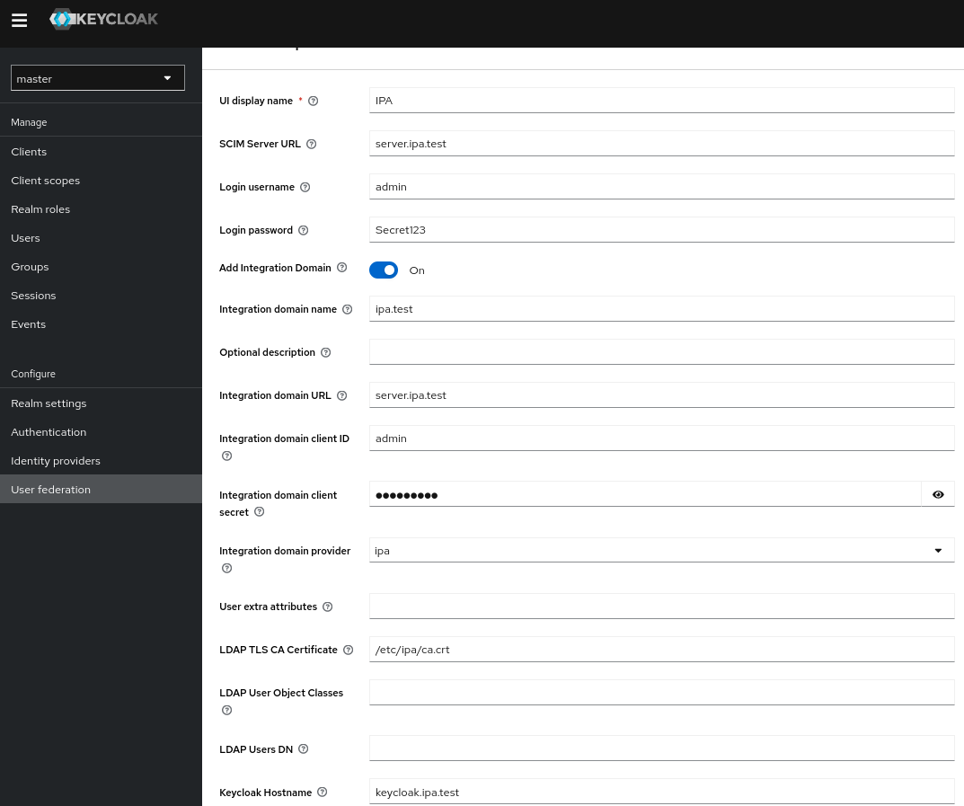 Keycloak integration domain