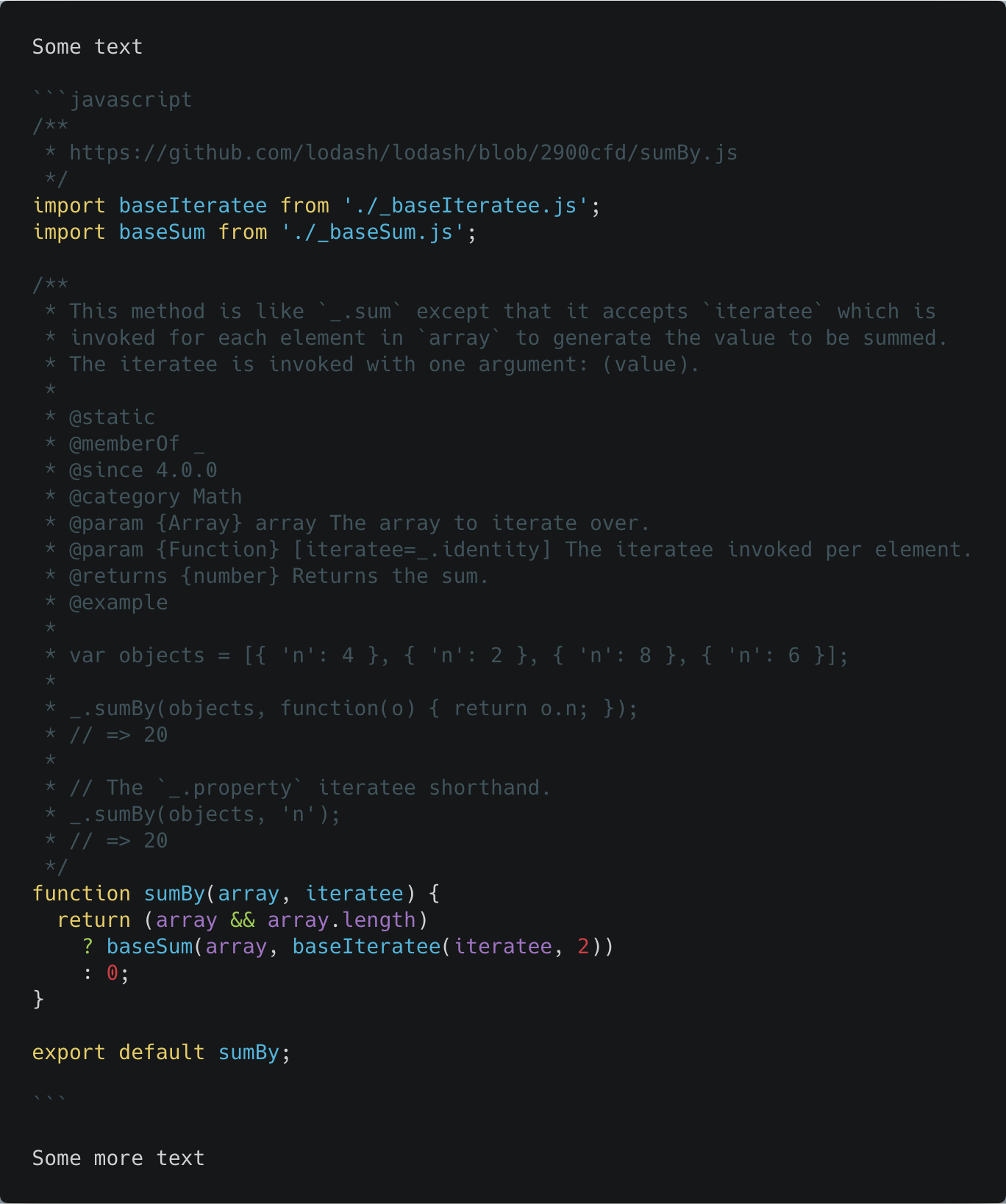 Sample output with language but no line range