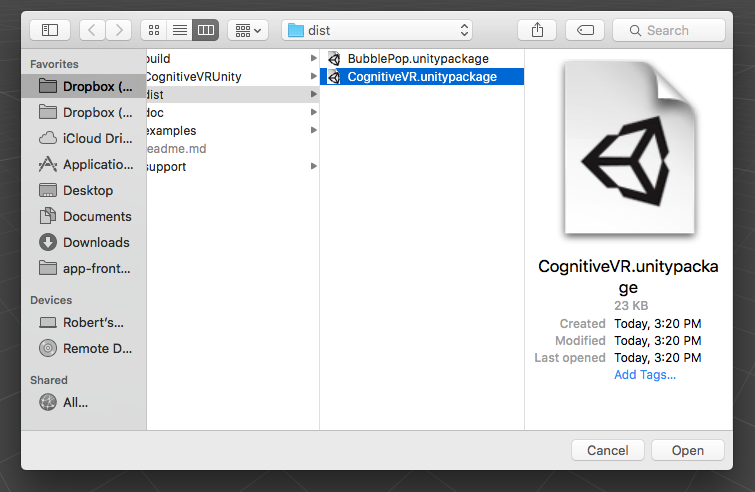 Importing the Custom Package for the Cognitive3D SDK