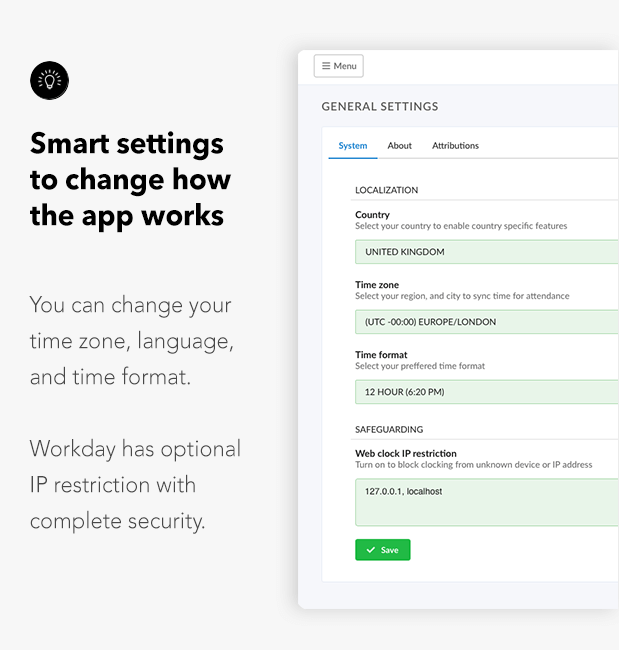 smart settings to change how the app works