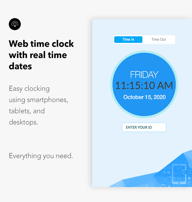 web time clock with real time dates