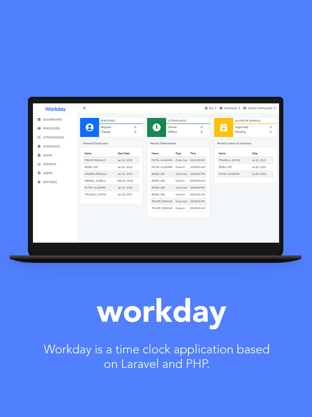 workday time clock application details