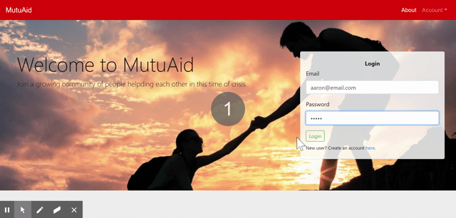 MutuAid App running