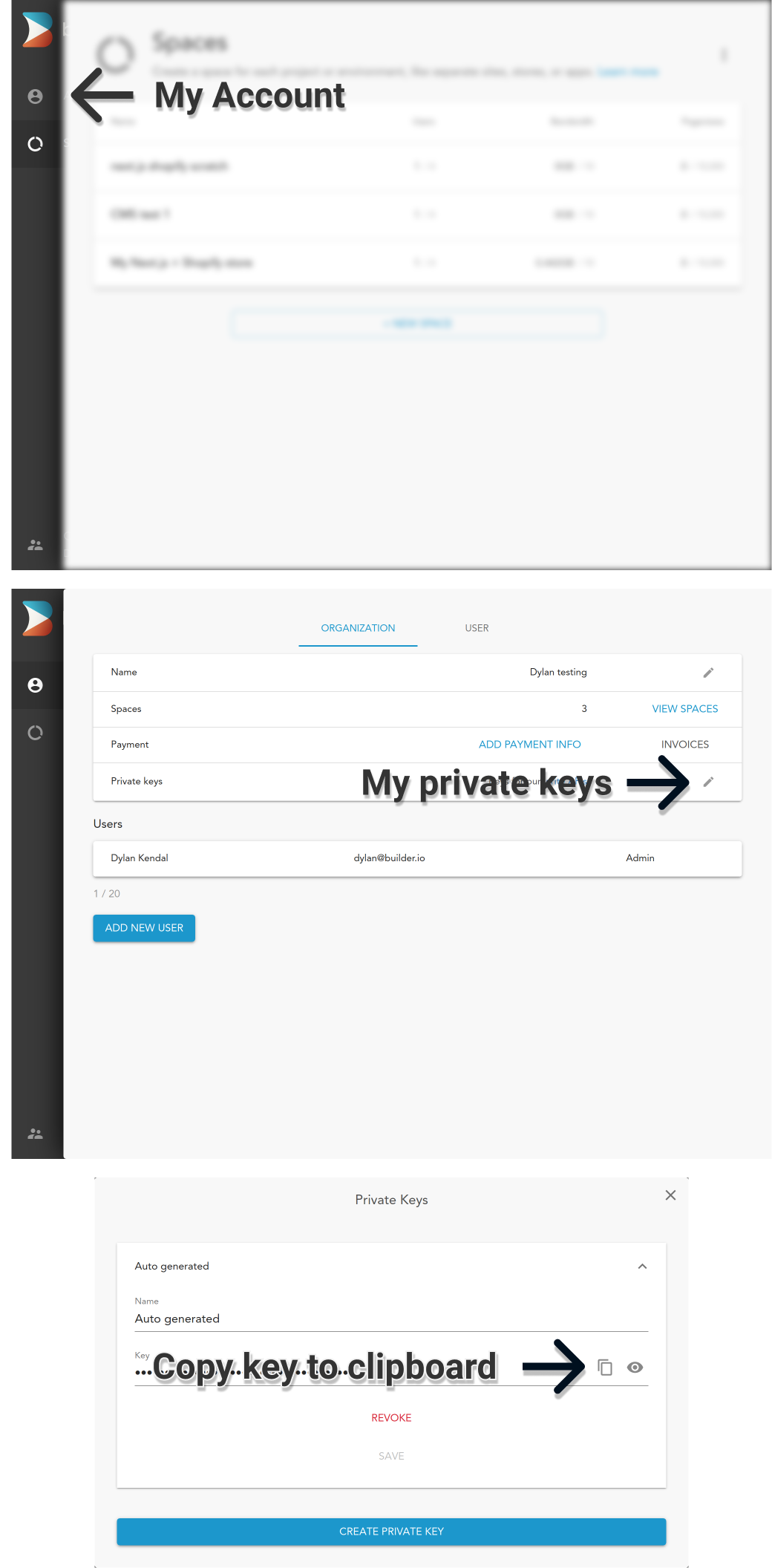 Example of how to get your private key