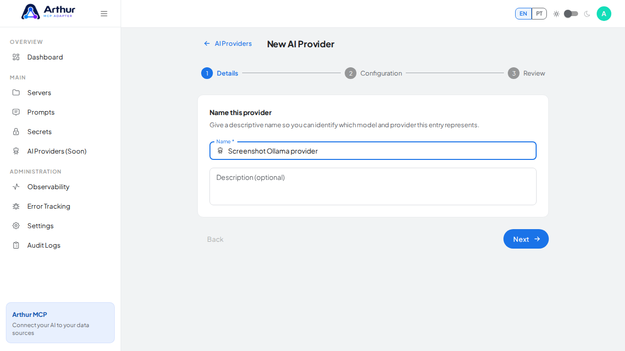 Give the provider a recognizable configuration name