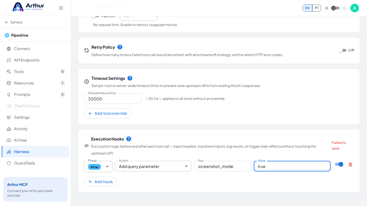 Capture the failed-save state instead of claiming that the configured hook is active