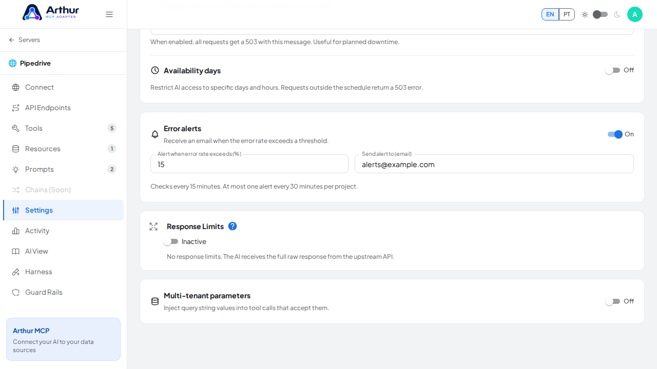 Bring the Multi-tenant parameters panel into view