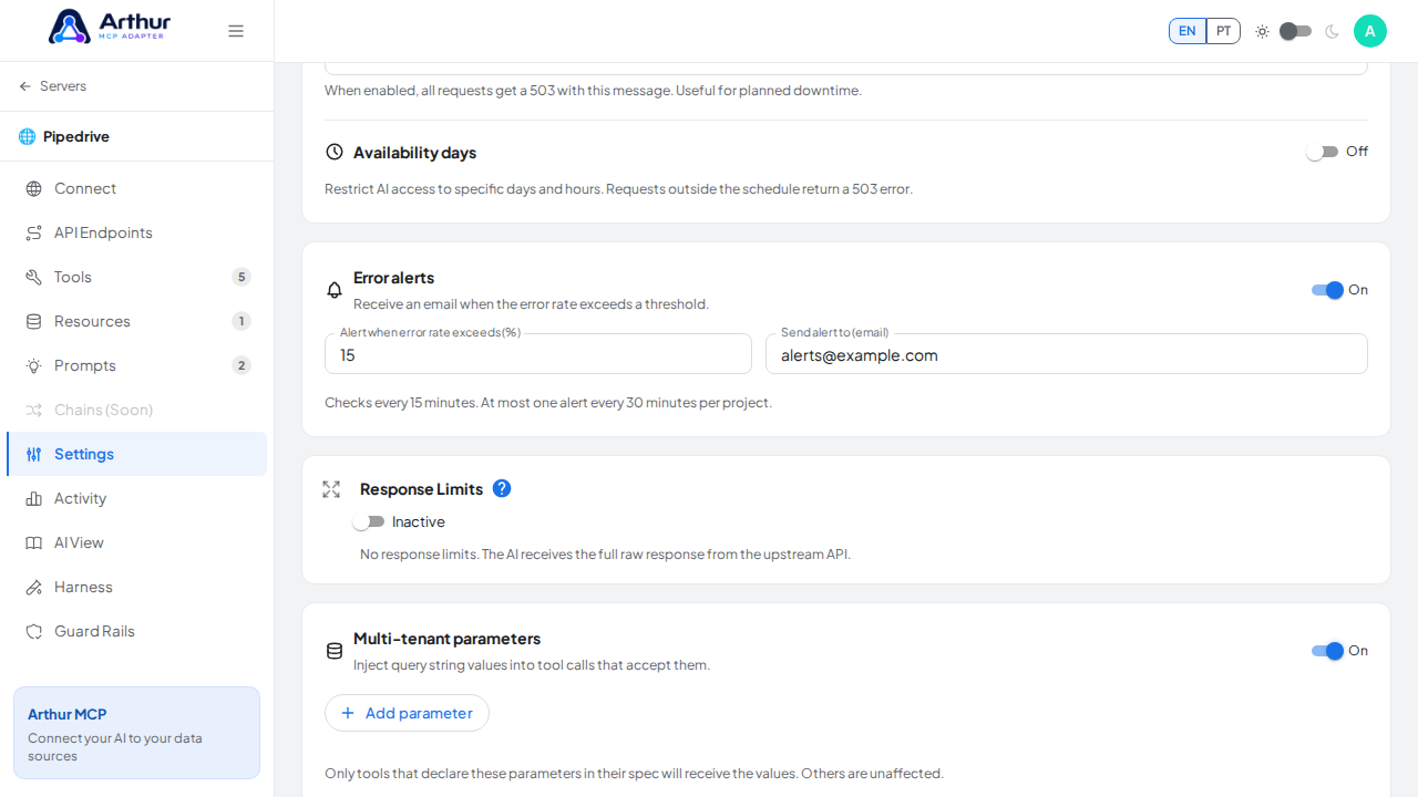 Enable multi-tenant parameters to reveal the editor