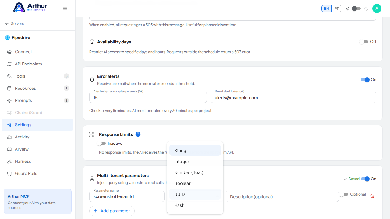 Open the type selector for the new parameter