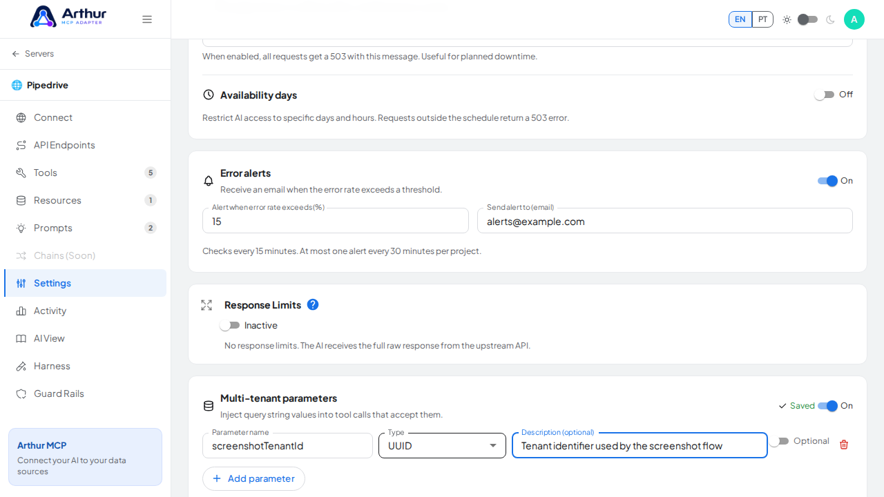 Describe how the parameter identifies the request tenant
