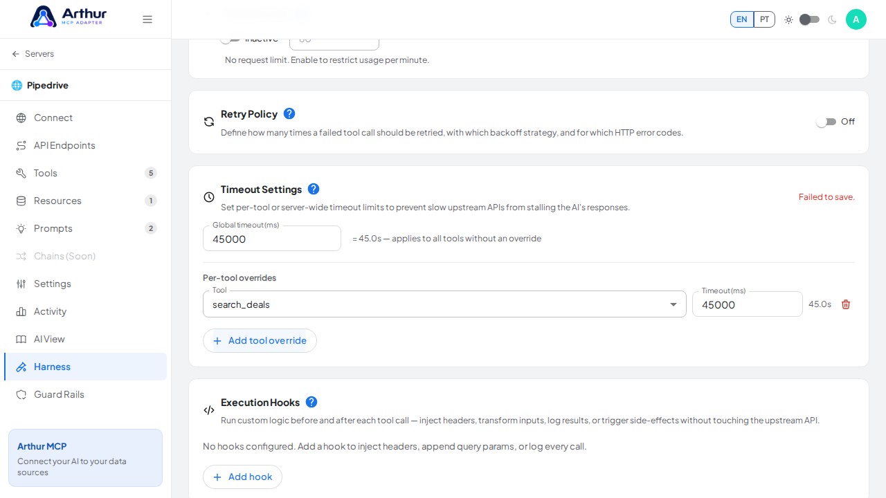 Add a per-tool override using the first available tool