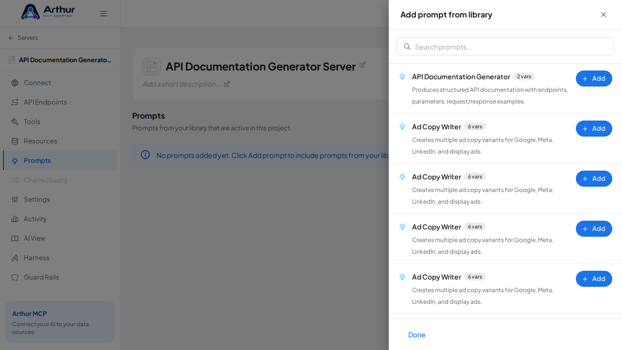 Open the prompt-library picker
