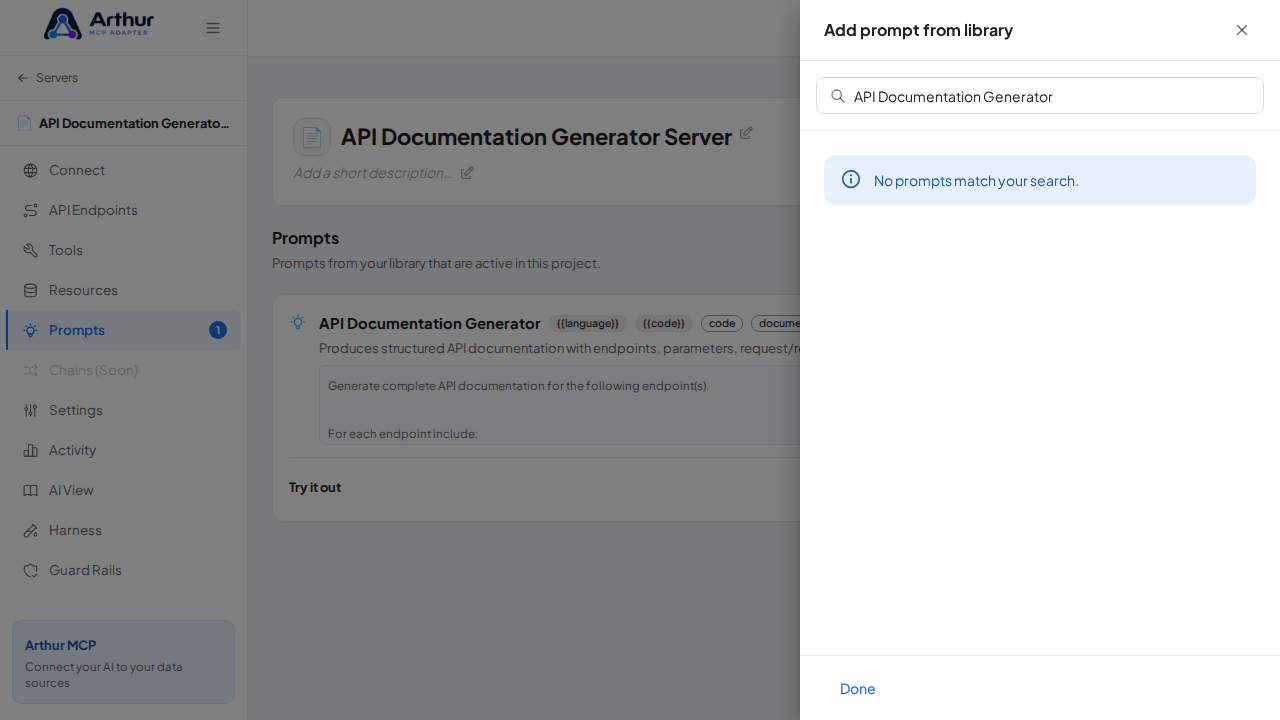 Link the API Documentation Generator prompt to the server