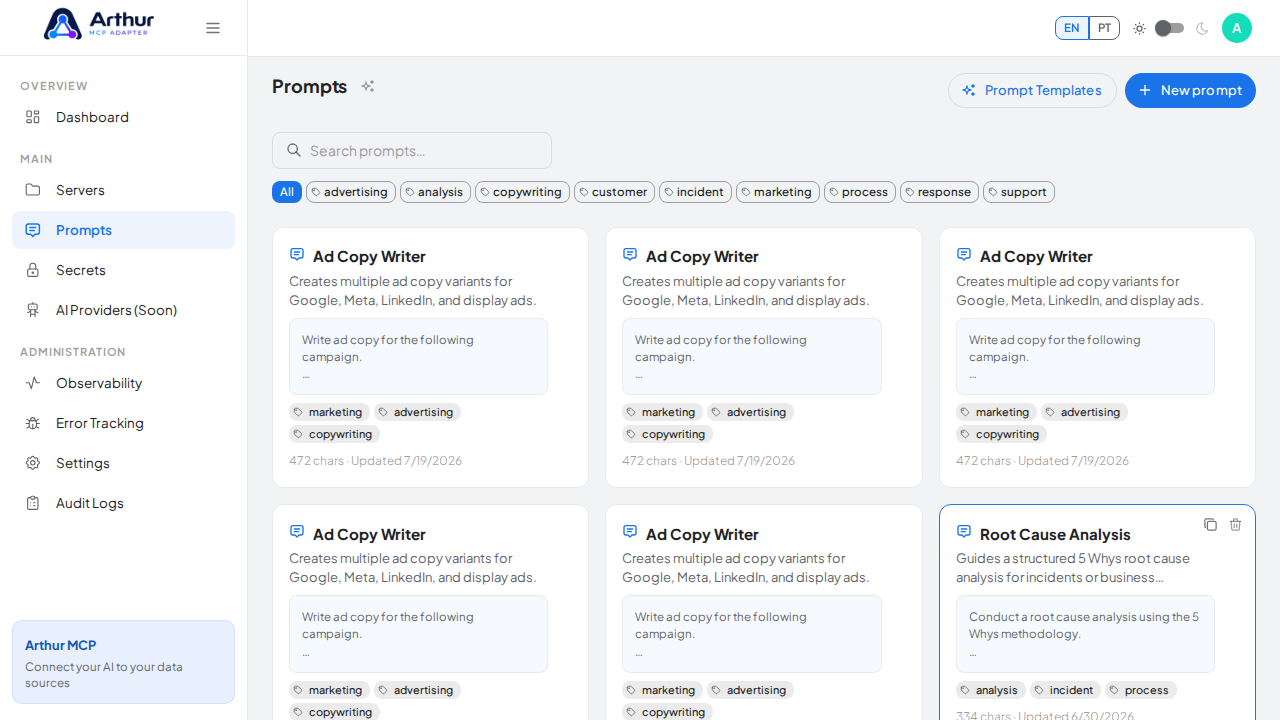 Create the Ad Copy Writer prompt in the shared library