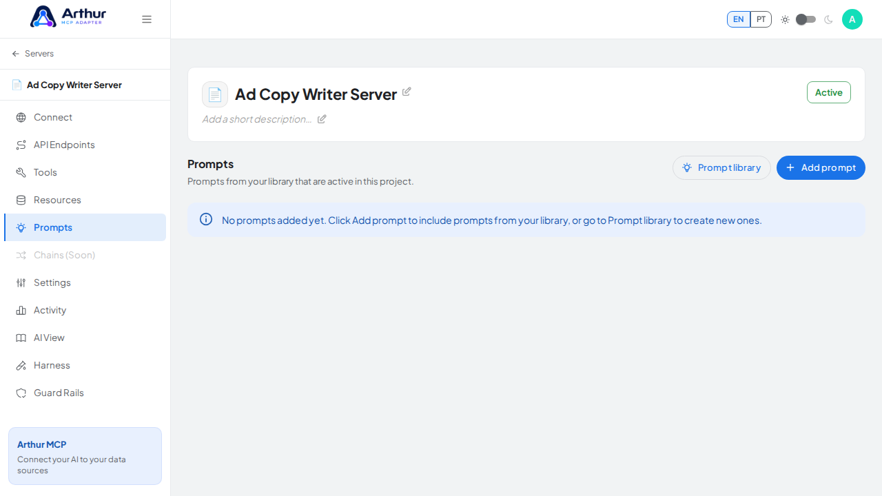 Open the server's Prompts tab