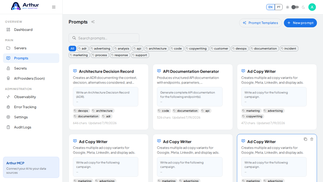 Create the Architecture Decision Record prompt in the shared library