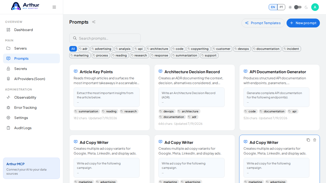 Create the Article Key Points prompt in the shared library