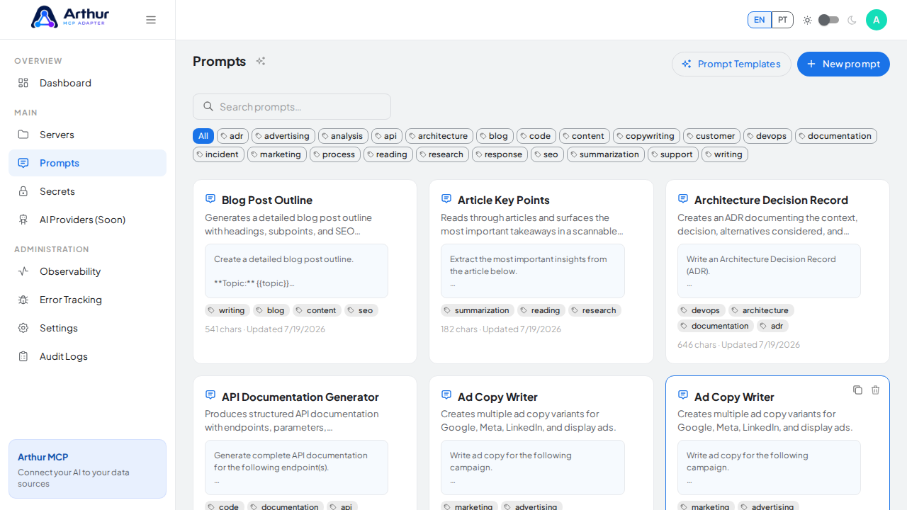 Create the Blog Post Outline prompt in the shared library