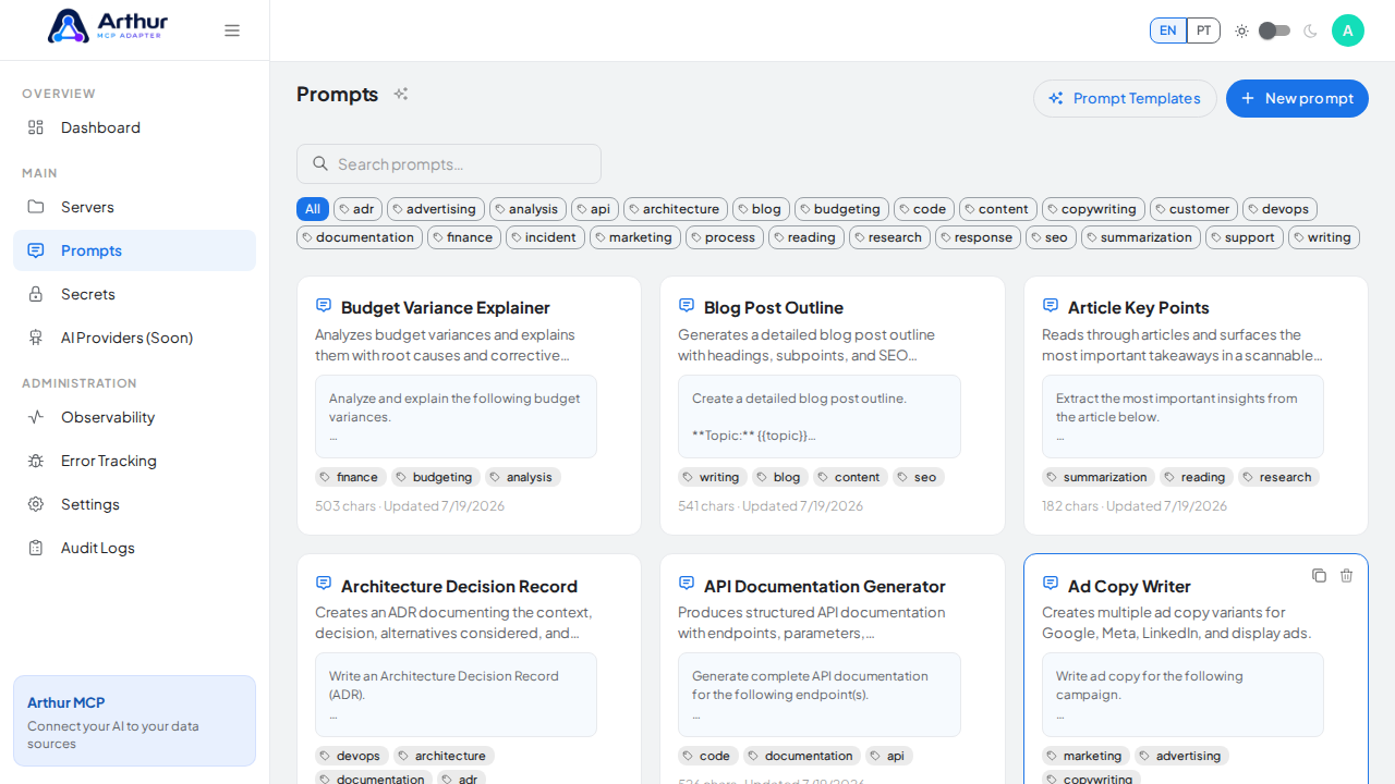 Create the Budget Variance Explainer prompt in the shared library