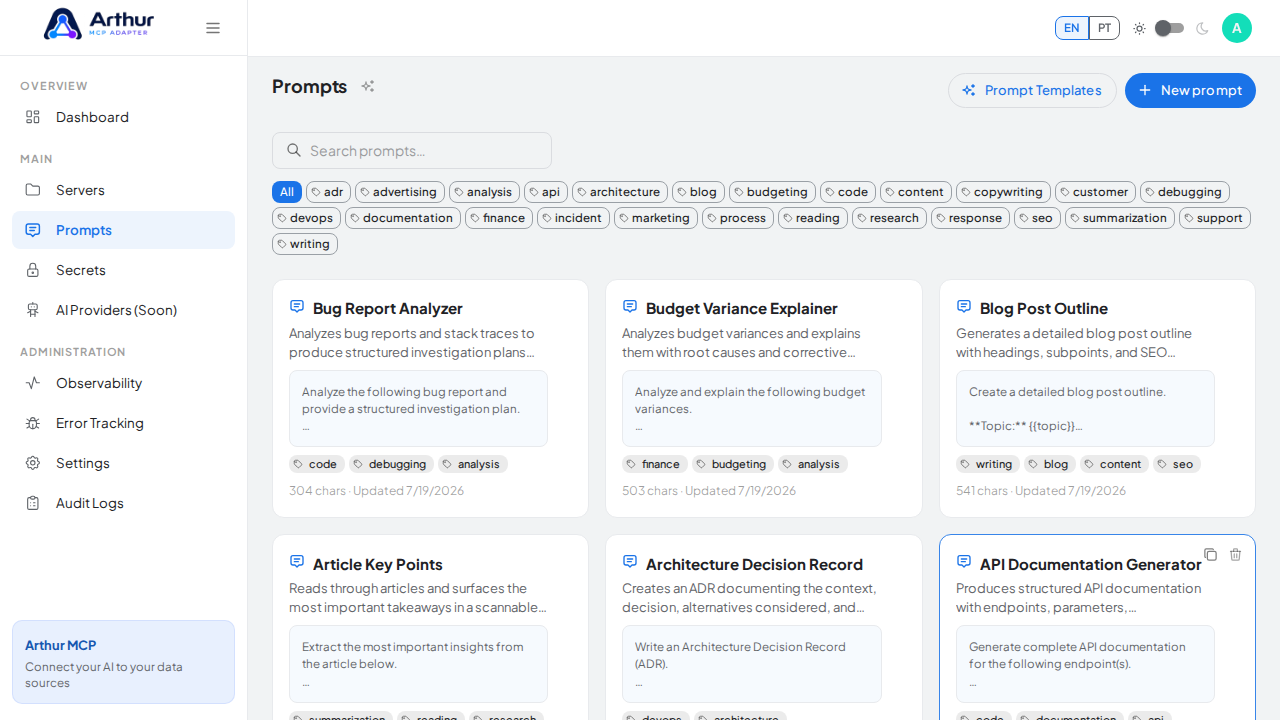 Create the Bug Report Analyzer prompt in the shared library