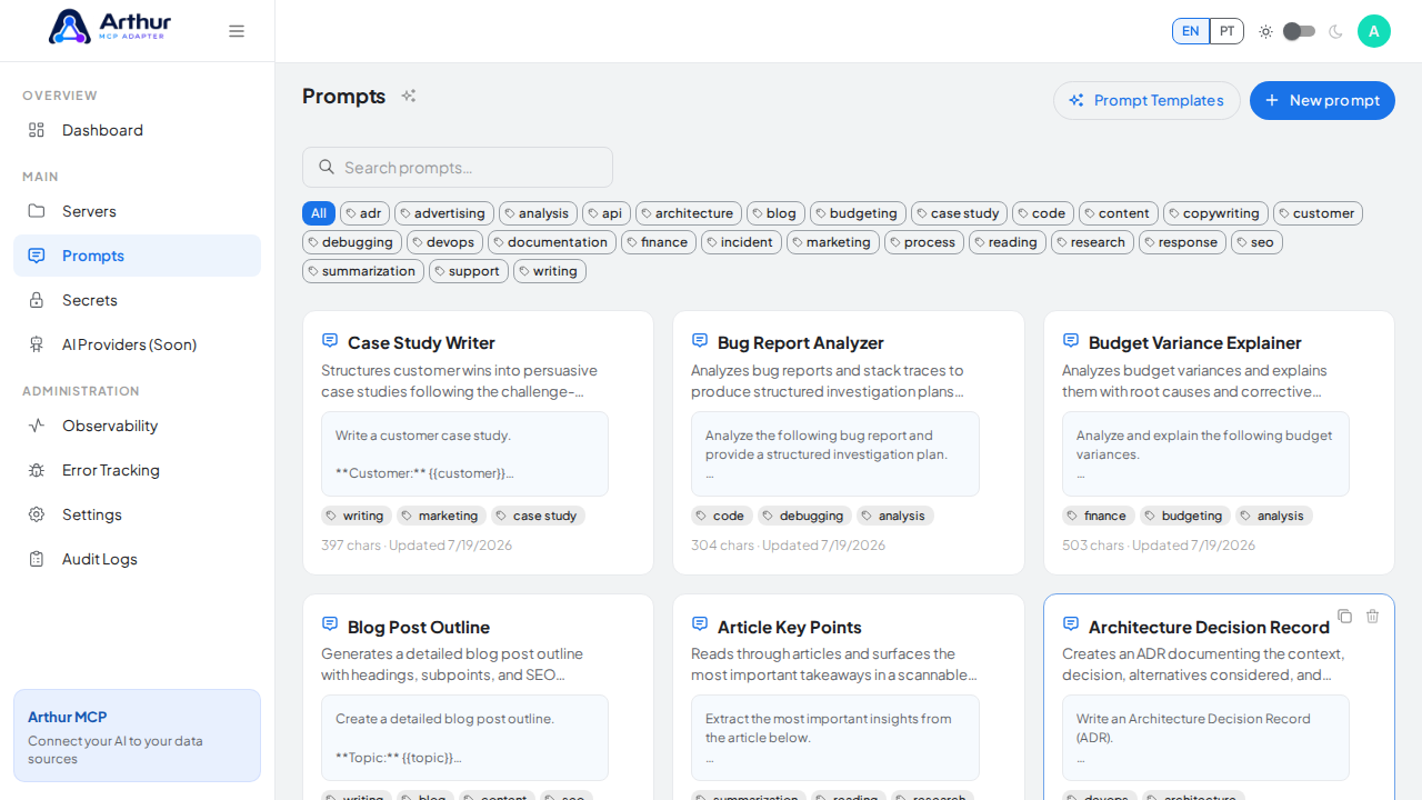 Create the Case Study Writer prompt in the shared library