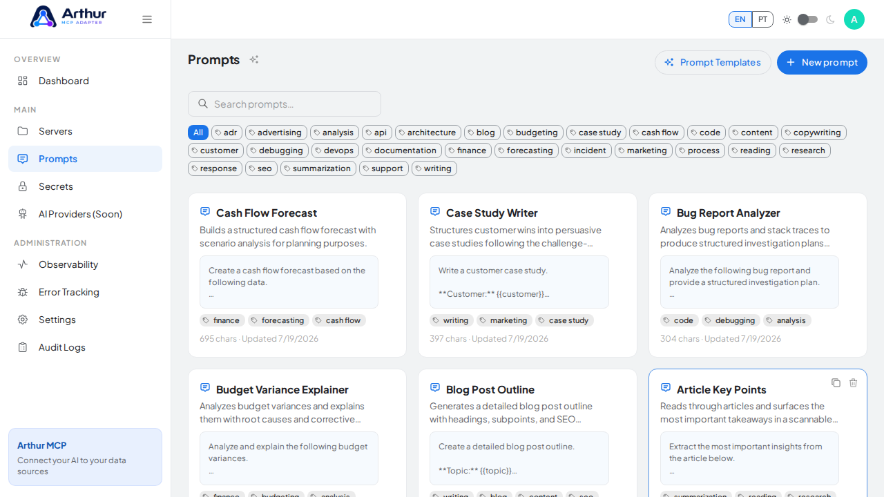 Create the Cash Flow Forecast prompt in the shared library