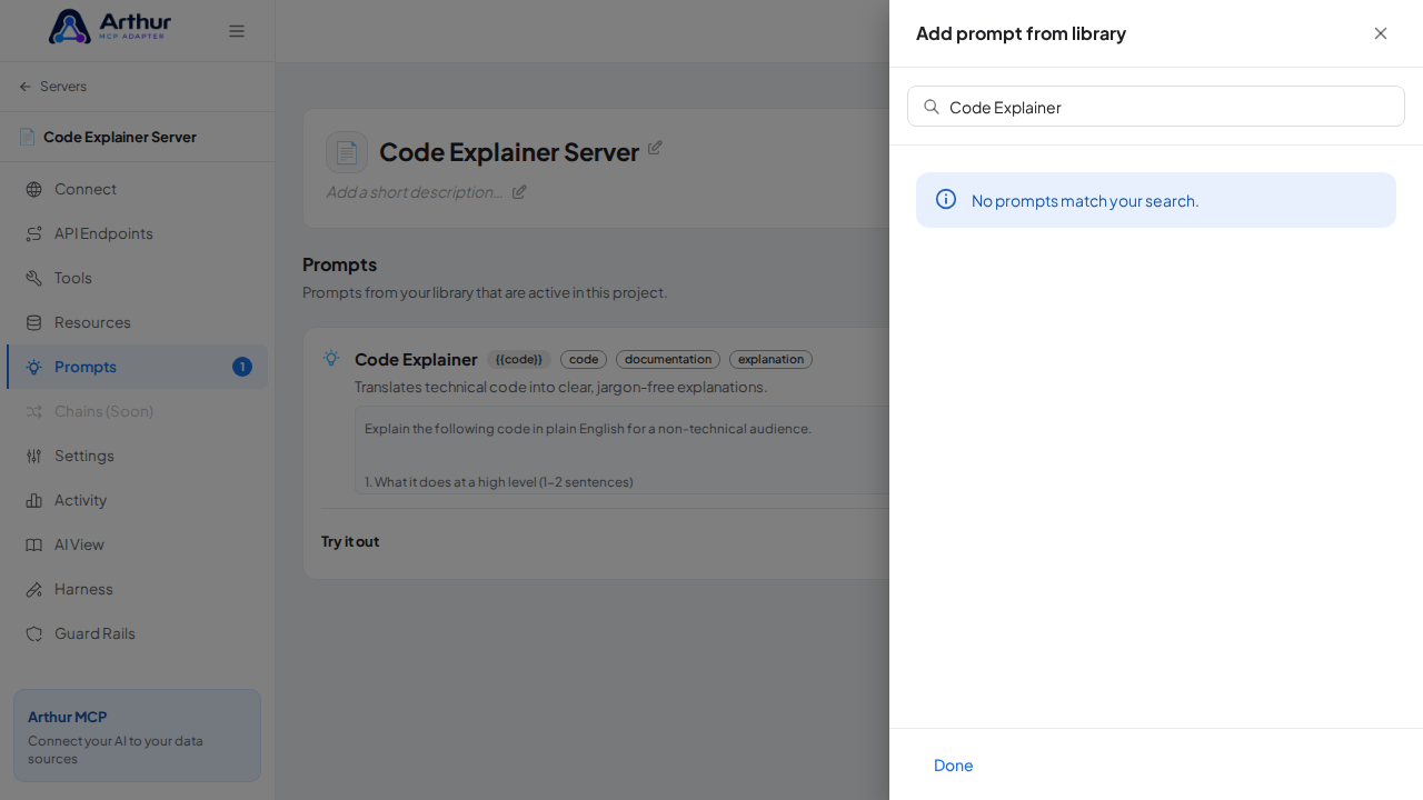 Link the Code Explainer prompt to the server