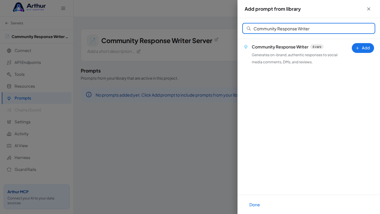 Search the library for the Community Response Writer prompt
