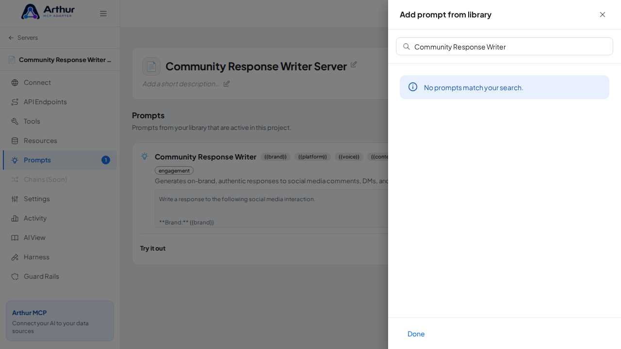 Link the Community Response Writer prompt to the server