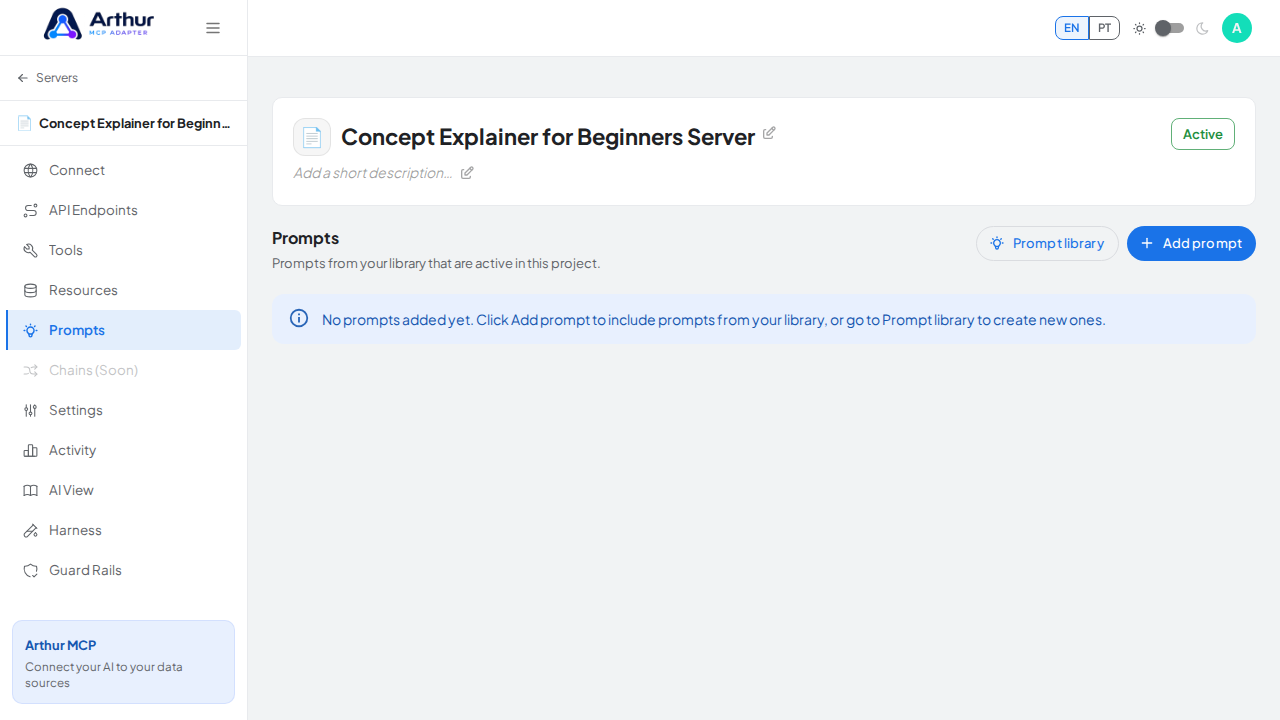 Open the server's Prompts tab