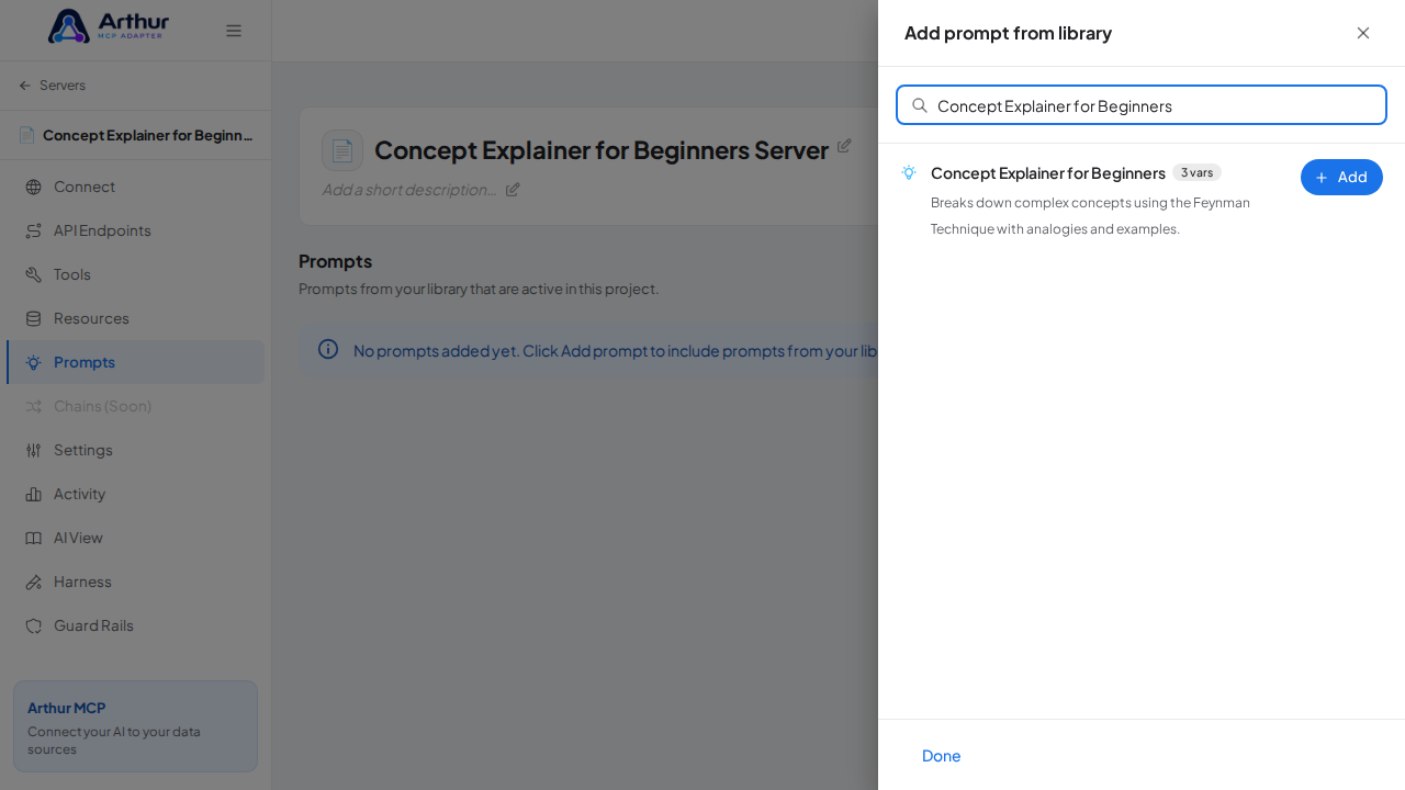 Search the library for the Concept Explainer for Beginners prompt