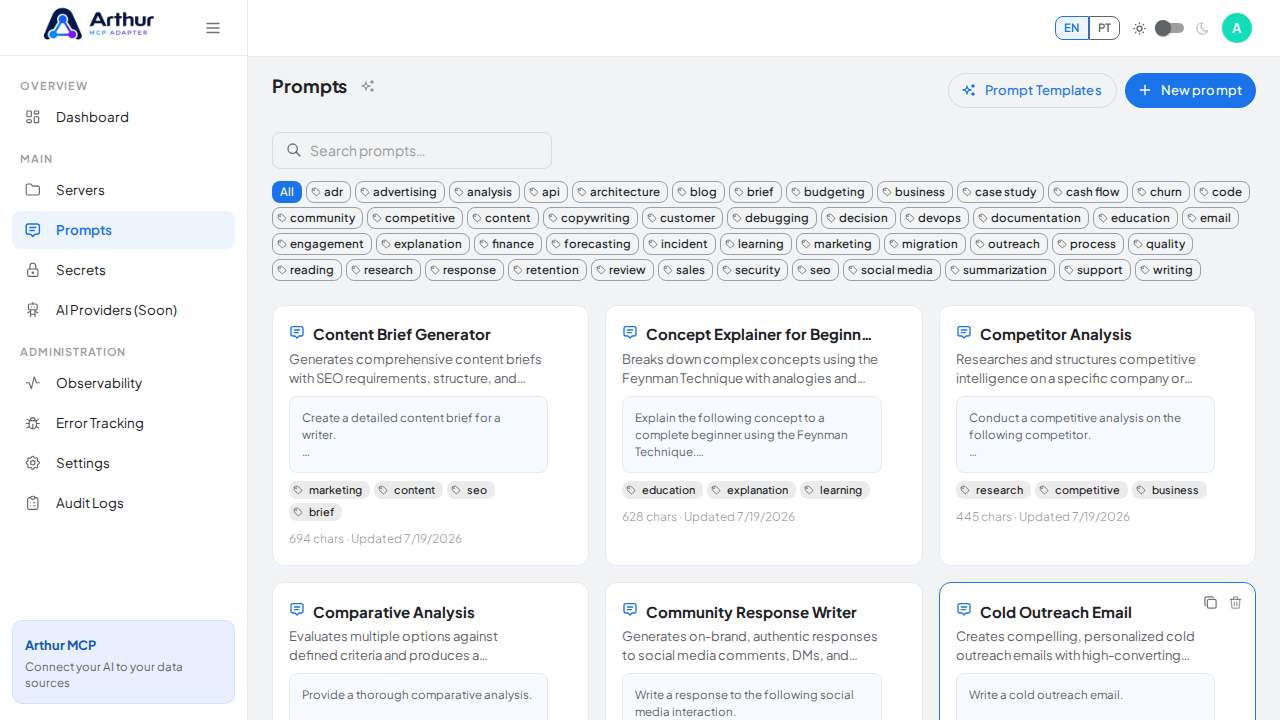 Create the Content Brief Generator prompt in the shared library