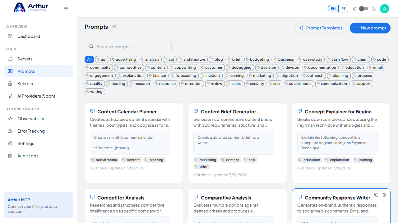 Create the Content Calendar Planner prompt in the shared library