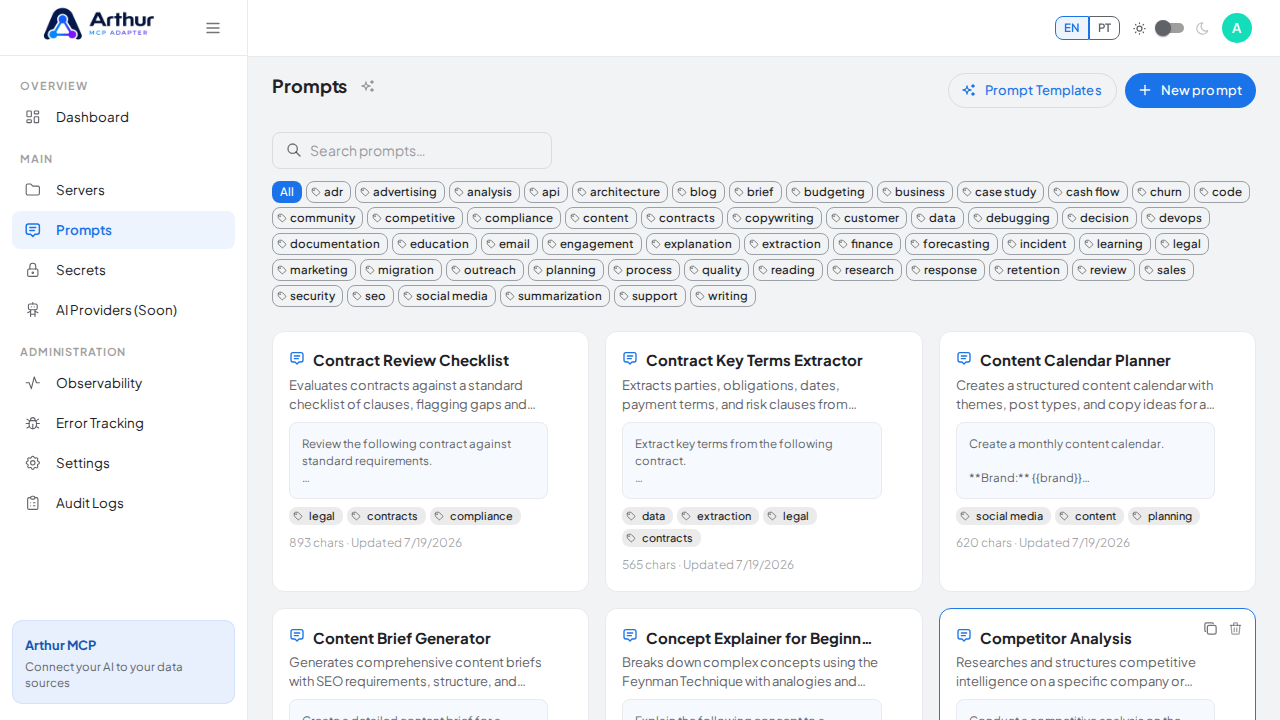 Create the Contract Review Checklist prompt in the shared library