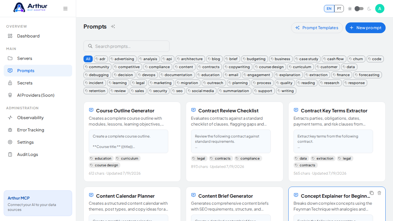 Create the Course Outline Generator prompt in the shared library