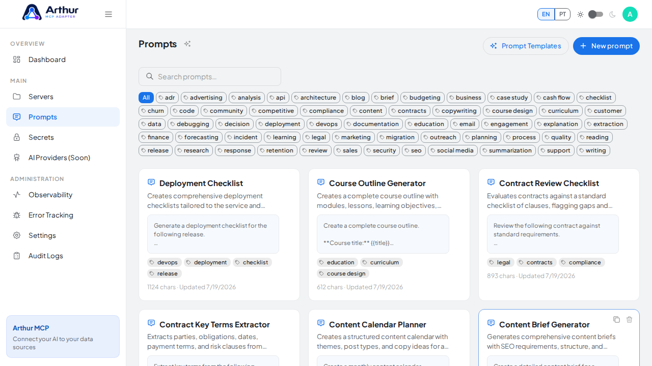 Create the Deployment Checklist prompt in the shared library