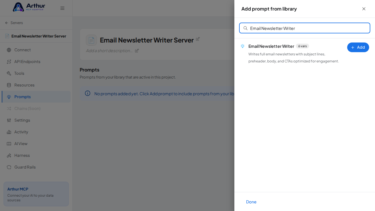 Search the library for the Email Newsletter Writer prompt