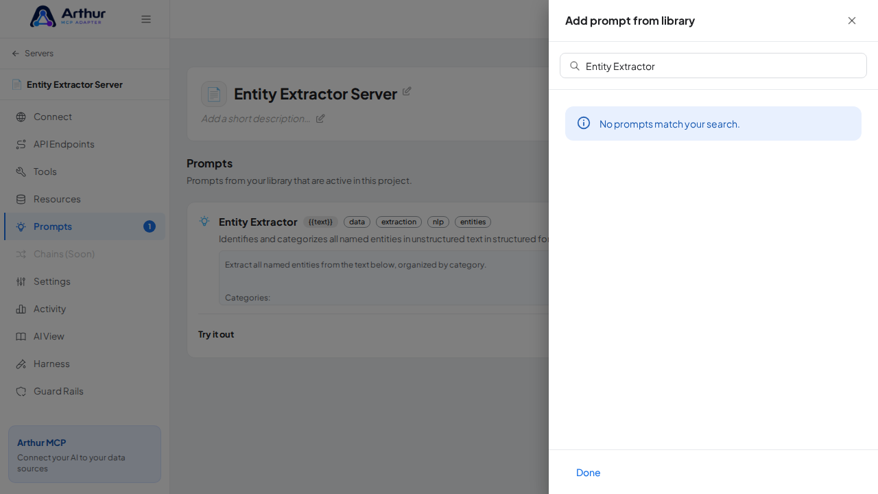 Link the Entity Extractor prompt to the server